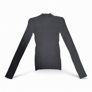 American Eagle Black Ribbed Mock Neck Sweater - Size L